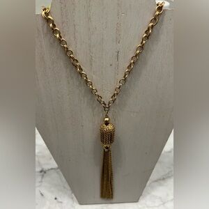 Elegant Gold over Metal Chain Necklace with Tassel